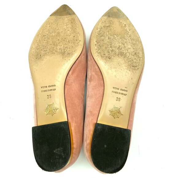 Charlotte Olympia Mid Century Kitty Cat Pink Velvet Pointed Flat EU 36 US 5.5-6 - Picture 9 of 12